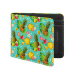 Blue Aloha Pineapple Pattern Print Bifold Wallet