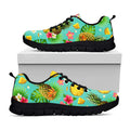 Blue Aloha Pineapple Pattern Print Black Running Shoes