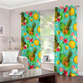 Blue Aloha Pineapple Pattern Print Dimout Grommet Curtains
