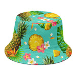 Blue Aloha Pineapple Pattern Print Bucket Hat