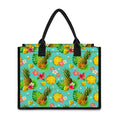 Blue Aloha Pineapple Pattern Print Canvas Tote Bag