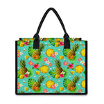 Blue Aloha Pineapple Pattern Print Canvas Tote Bag