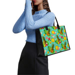 Blue Aloha Pineapple Pattern Print Canvas Tote Bag
