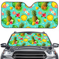Blue Aloha Pineapple Pattern Print Car Windshield Sun Shade