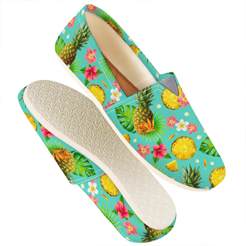 Blue Aloha Pineapple Pattern Print Casual Shoes
