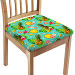Blue Aloha Pineapple Pattern Print Chair Cushion Cover