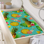 Blue Aloha Pineapple Pattern Print Changing Pad Cover