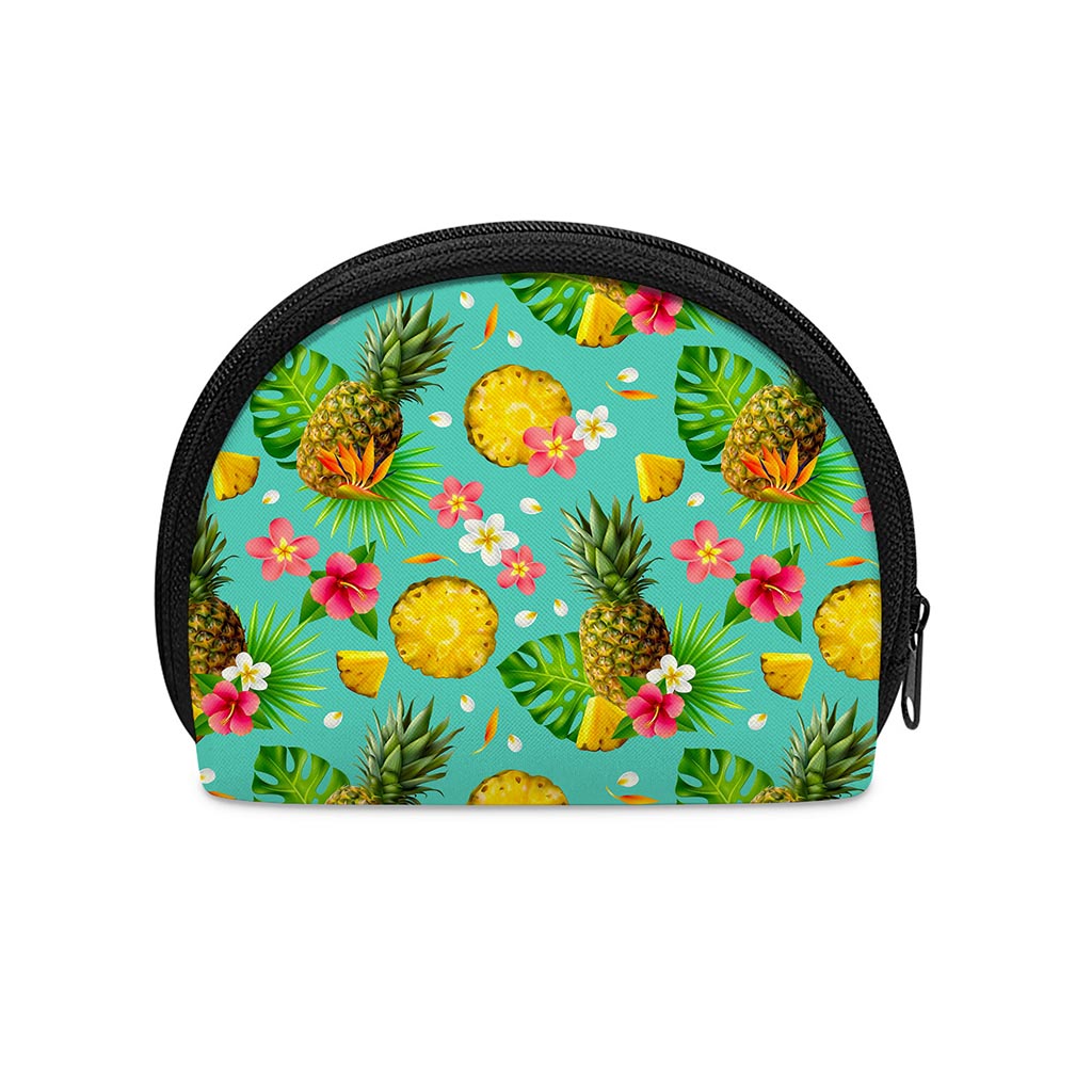 Blue Aloha Pineapple Pattern Print Coin Purse