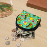 Blue Aloha Pineapple Pattern Print Coin Purse