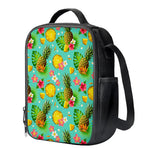 Blue Aloha Pineapple Pattern Print Crossbody Lunch Bag