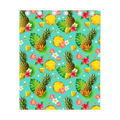 Blue Aloha Pineapple Pattern Print Curtain