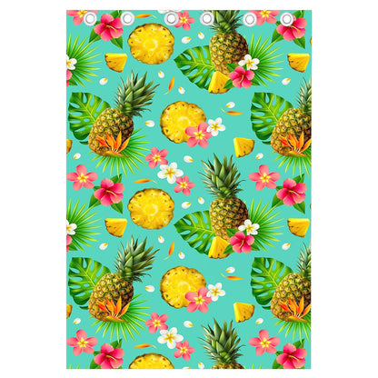 Blue Aloha Pineapple Pattern Print Curtain