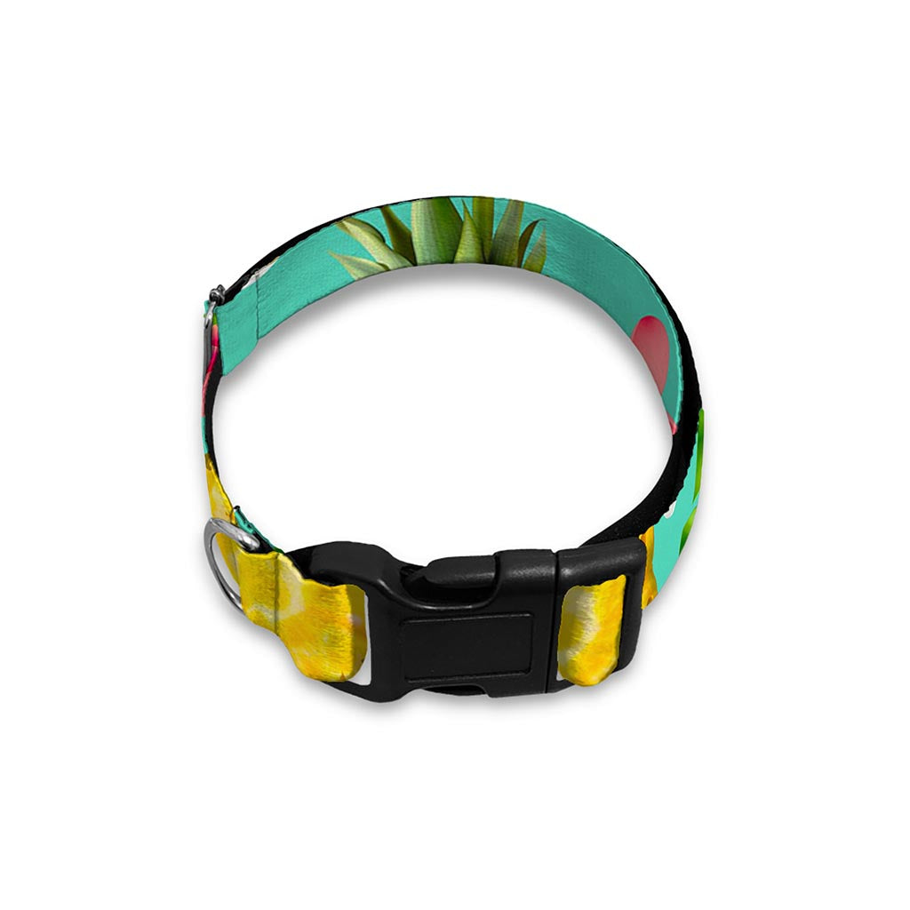 Blue Aloha Pineapple Pattern Print Dog Collar