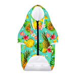 Blue Aloha Pineapple Pattern Print Dog Zip Up Hoodie