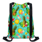 Blue Aloha Pineapple Pattern Print Drawstring Backpack