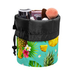 Blue Aloha Pineapple Pattern Print Drawstring Makeup Bag