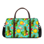 Blue Aloha Pineapple Pattern Print Duffle Bag