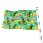 Blue Aloha Pineapple Pattern Print Flag