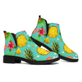 Blue Aloha Pineapple Pattern Print Flat Ankle Boots