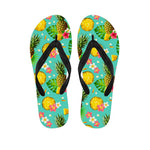 Blue Aloha Pineapple Pattern Print Flip Flops