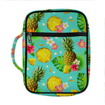 Blue Aloha Pineapple Pattern Print Front Pocket Bible Bag