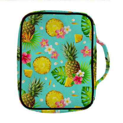 Blue Aloha Pineapple Pattern Print Front Pocket Bible Bag