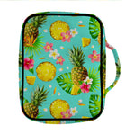 Blue Aloha Pineapple Pattern Print Front Pocket Bible Bag