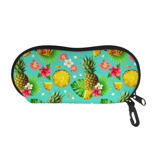 Blue Aloha Pineapple Pattern Print Glasses Case