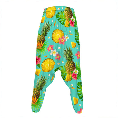 Blue Aloha Pineapple Pattern Print Hammer Pants