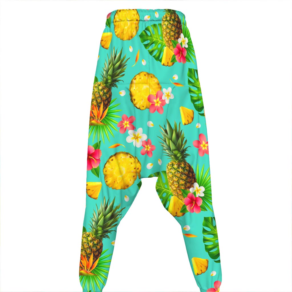 Blue Aloha Pineapple Pattern Print Hammer Pants