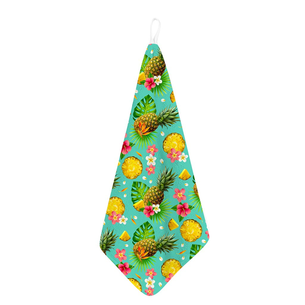 Blue Aloha Pineapple Pattern Print Hand Towel