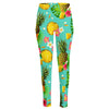 Blue Aloha Pineapple Pattern Print High-Waisted Pocket Leggings