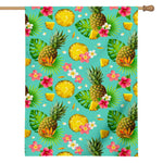 Blue Aloha Pineapple Pattern Print House Flag