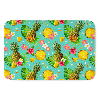 Blue Aloha Pineapple Pattern Print Indoor Door Mat