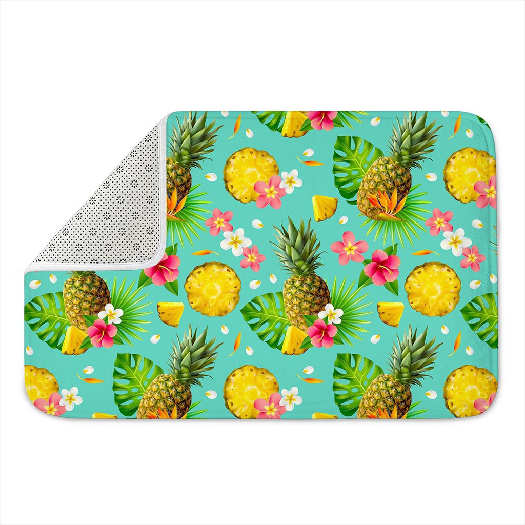 Blue Aloha Pineapple Pattern Print Indoor Door Mat