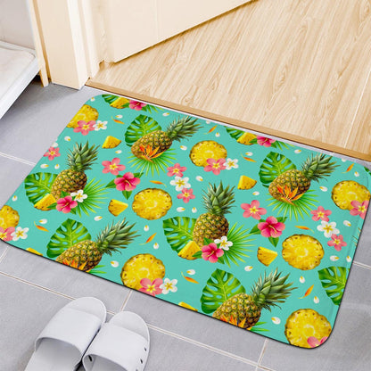 Blue Aloha Pineapple Pattern Print Indoor Door Mat