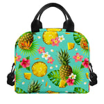 Blue Aloha Pineapple Pattern Print Insulated Lunch Bag