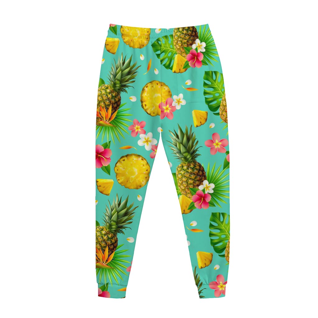 Blue Aloha Pineapple Pattern Print Jogger Pants