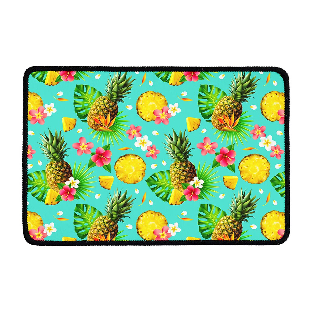 Blue Aloha Pineapple Pattern Print Kitchen Mat