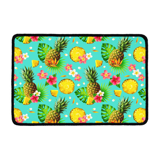 Blue Aloha Pineapple Pattern Print Kitchen Mat