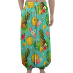 Blue Aloha Pineapple Pattern Print Lantern Pants
