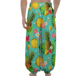 Blue Aloha Pineapple Pattern Print Lantern Pants