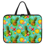 Blue Aloha Pineapple Pattern Print Laptop Sleeve With Handle