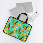 Blue Aloha Pineapple Pattern Print Laptop Sleeve With Handle