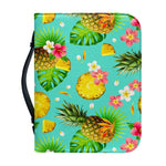 Blue Aloha Pineapple Pattern Print Leather Bible Cover