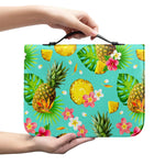 Blue Aloha Pineapple Pattern Print Leather Bible Cover