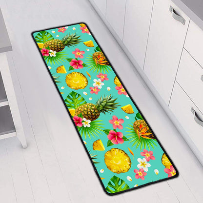 Blue Aloha Pineapple Pattern Print Long Kitchen Mat