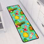 Blue Aloha Pineapple Pattern Print Long Kitchen Mat