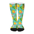 Blue Aloha Pineapple Pattern Print Long Socks