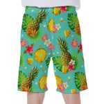 Blue Aloha Pineapple Pattern Print Men's Beach Shorts